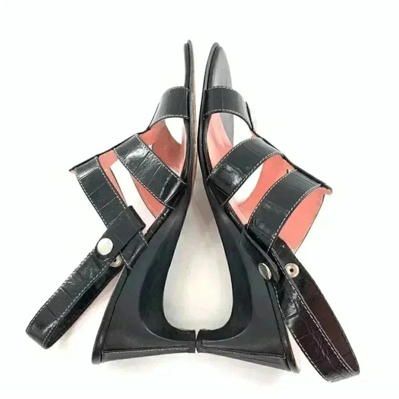 Joan and David heels size 6.5 black leather vintage 80s 90s tortoise embrossed - Picture 6 of 13